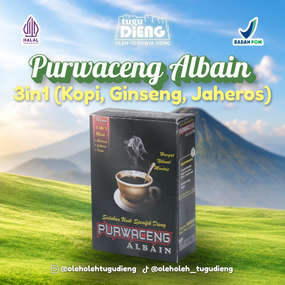 Purwaceng Albain 3in1 Travel Khas Dieng Wonosobo | Kopi, Ginseng, Jaheros, Purwaceng | Bersertifikas