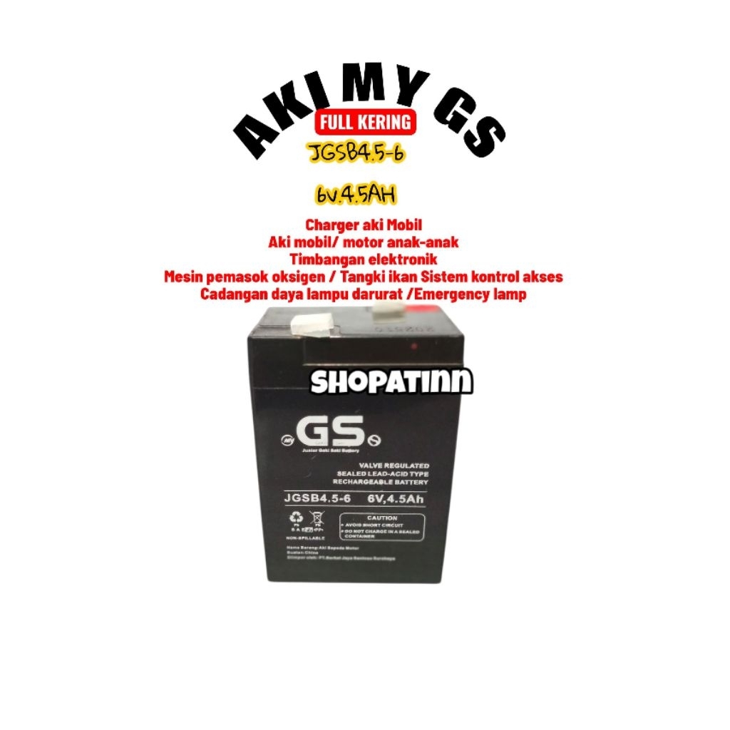 1 pcs AKI MYGSS / MY GSS / MYGS tipe JGSB4.5-6/ JGSB 4,5-6 / 6V 4,5AH / JGBS 6V - 4.5 / aki sepeda l