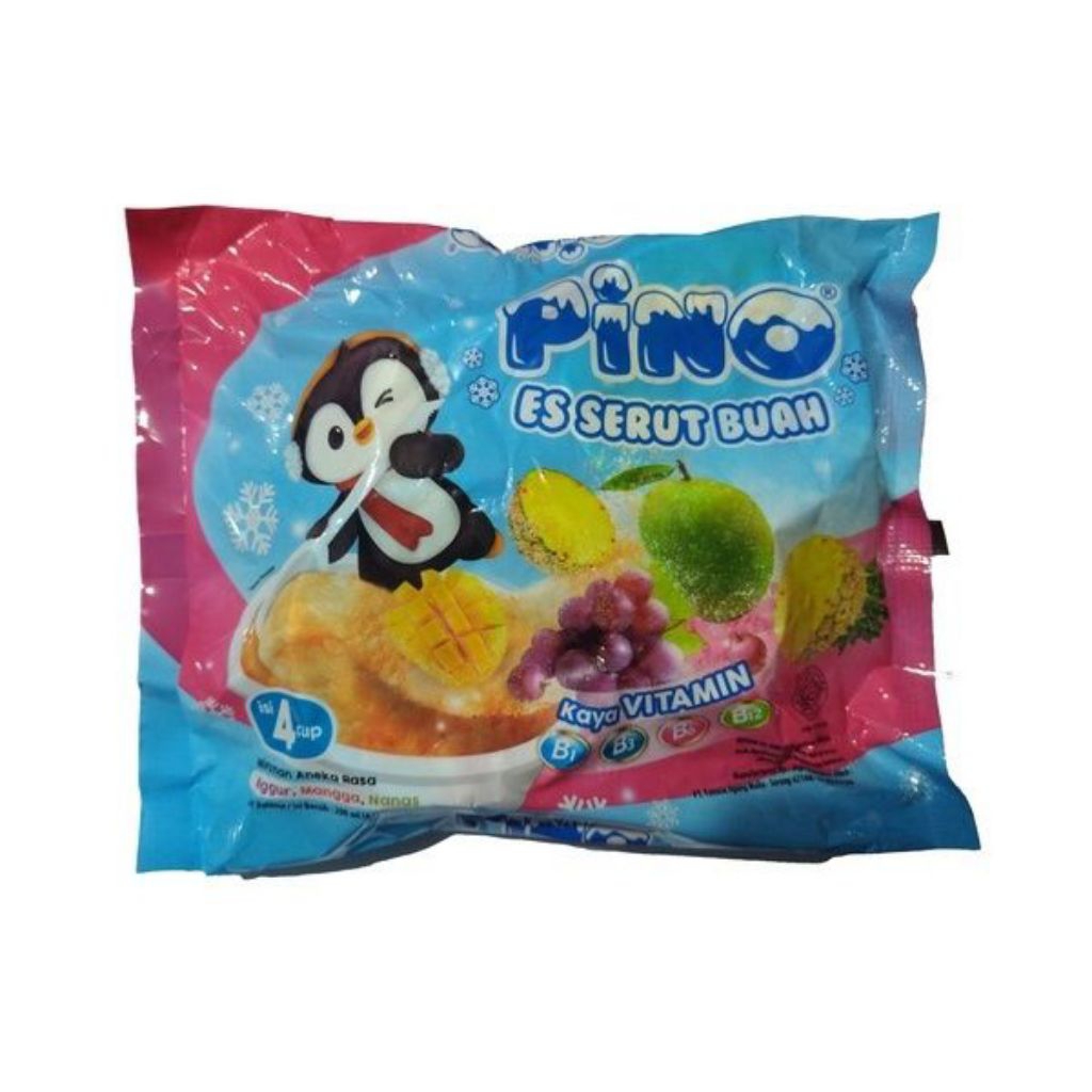 Pino Es Serut Buah Cup 4 Cup - Rasa Stroberi, Anggur, Jeruk