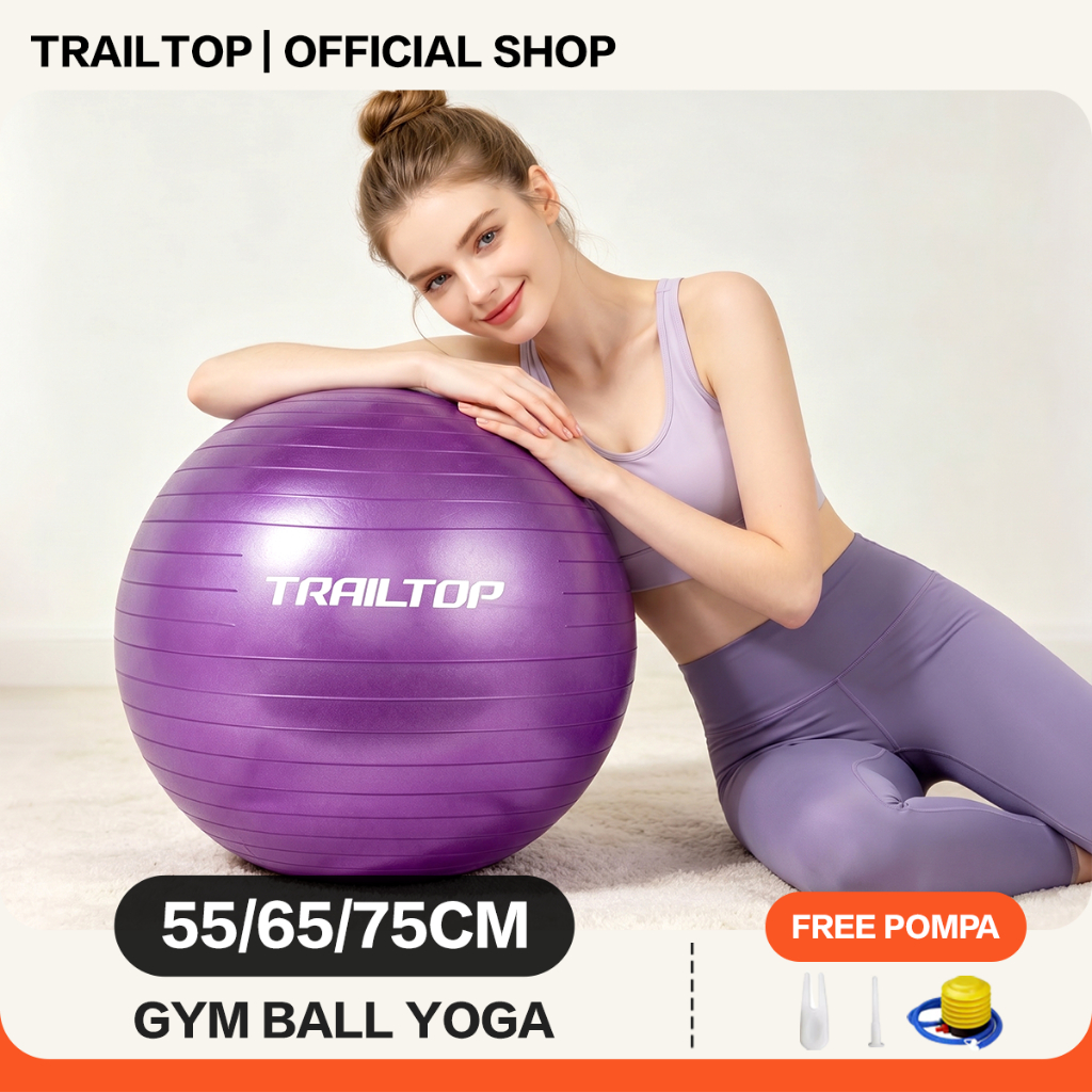 TrailTop Gym Ball Free Pompa Gym Ball Ibu Hamil 65/75cm Bola Yoga Alat Olahraga