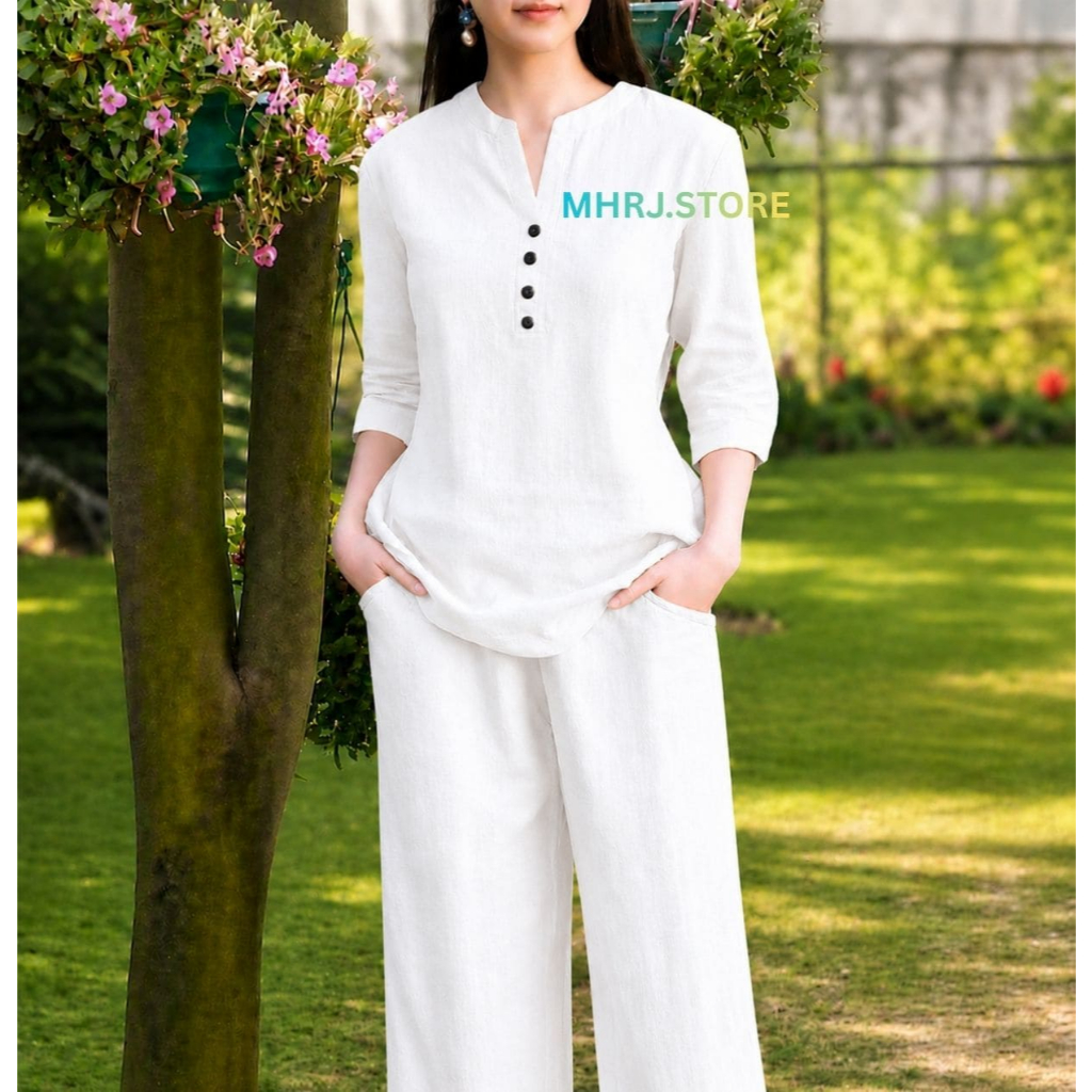 oneset Thalia terbaru-setelan celana rayon Twill premium-busui friendly variasi kerah v