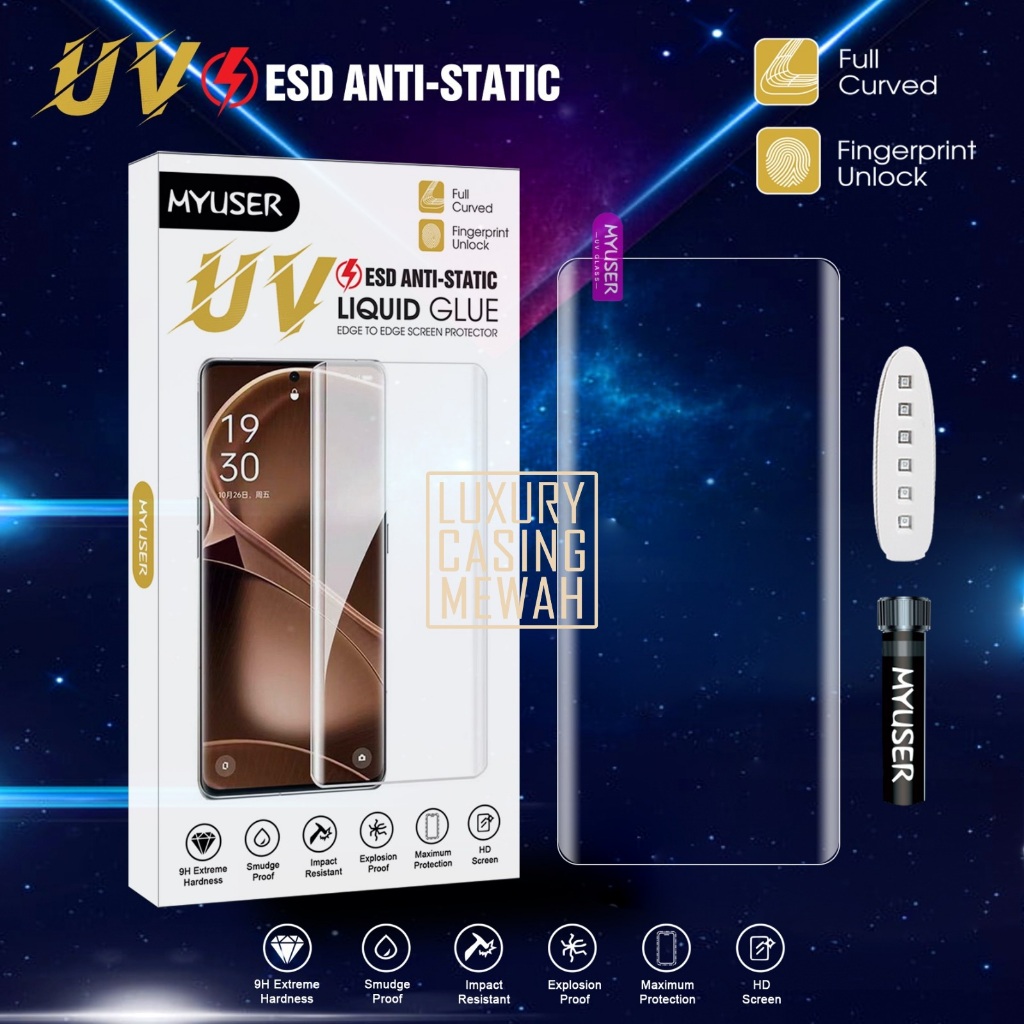 Antigores Vivo X60 Pro Vivo X80 Pro Vivo X90 Vivo X90 Pro Tempered Glass UV Lamp Clear Liquid Anti S
