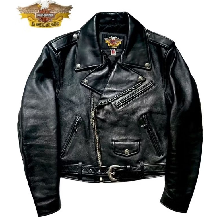 Harley Davidson HD Mens Double Rider Leather Biker Jacket X Jaket Kulit Ramones Schott Perfecto Harl