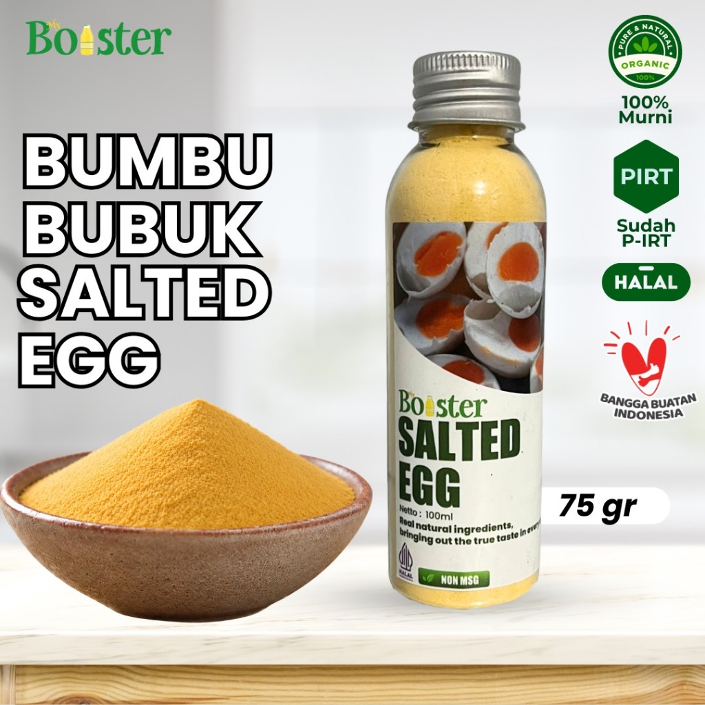 Mybooster Bumbu Tabur Salted Egg Non MSG 75 gr / Bubuk Telur Asin Gurih Enak Asli Tanpa Pengawet