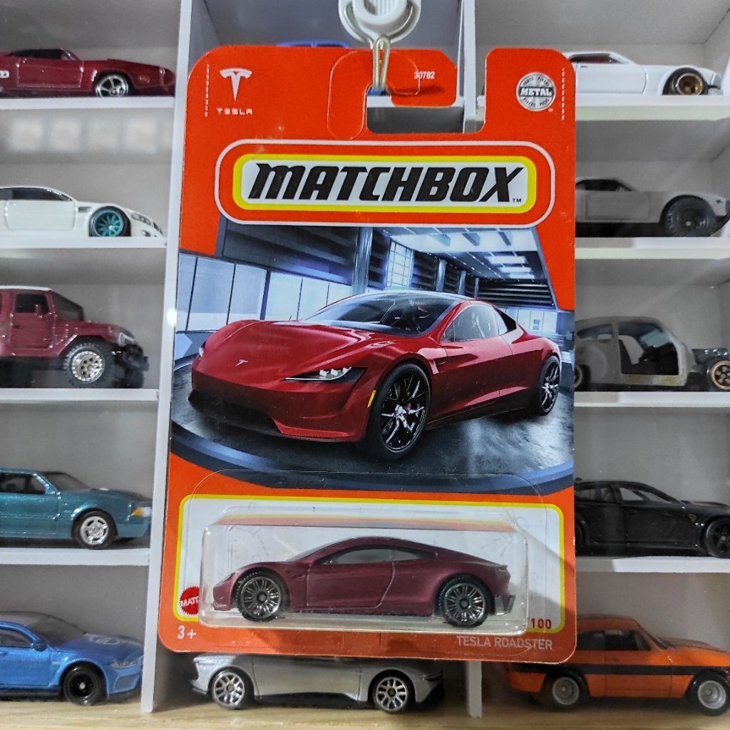 matchbox tesla roadster merah