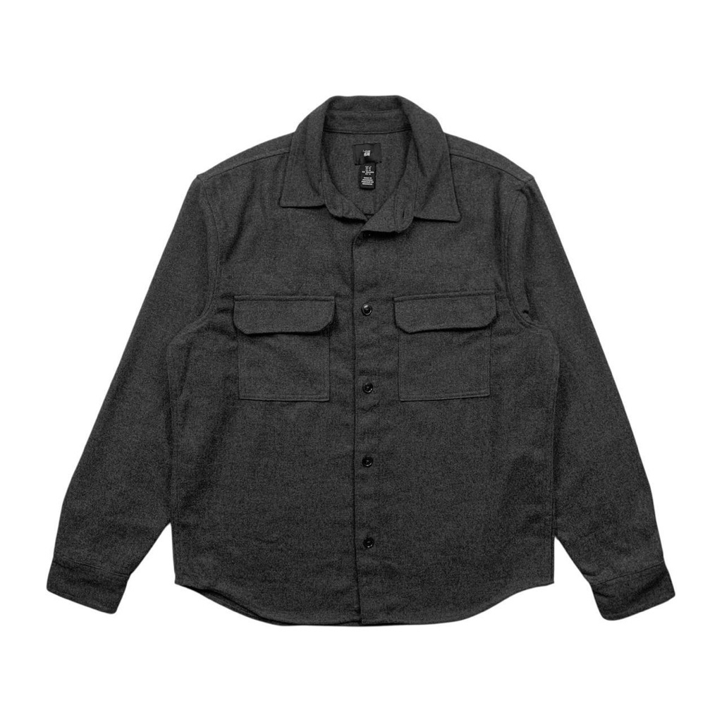 Kemeja Pria H&M Felted Wool Overshirt S-XL Stone