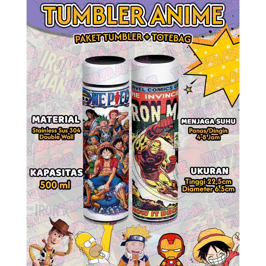 BOTOL MINUM KARAKTER ANIME - BOTOL MINUM ANAK - SOVENIR BOTOL TUMBLER ANIME - TUMBLER ANIME - PKMON