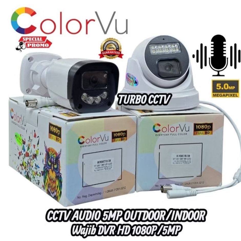 Kamera CCTV Analog Outdoor 5mp Audio, CCTV ColorVu Siang Dan Malam