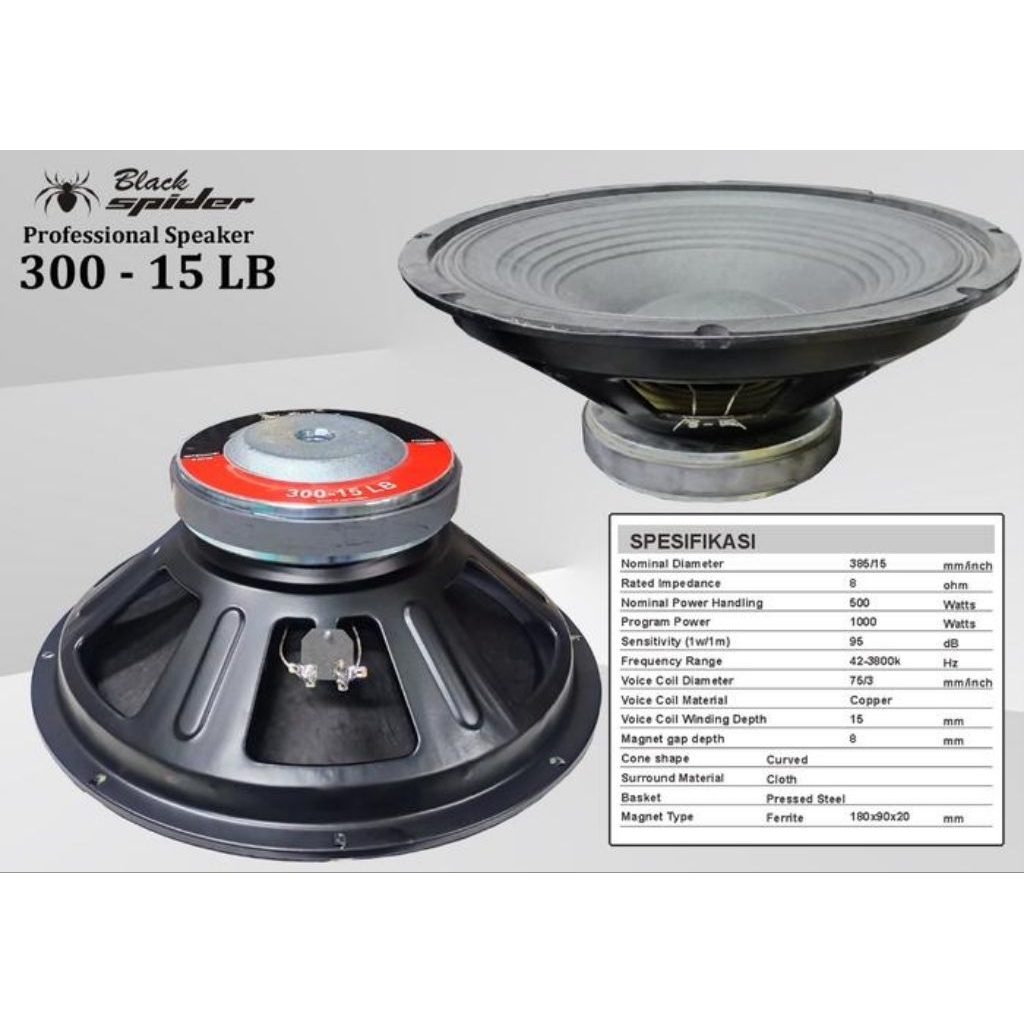 SPEAKER COMPONENT BLACK SPIDER BS 300-15LB BLACKSPIDER 15 INCH
