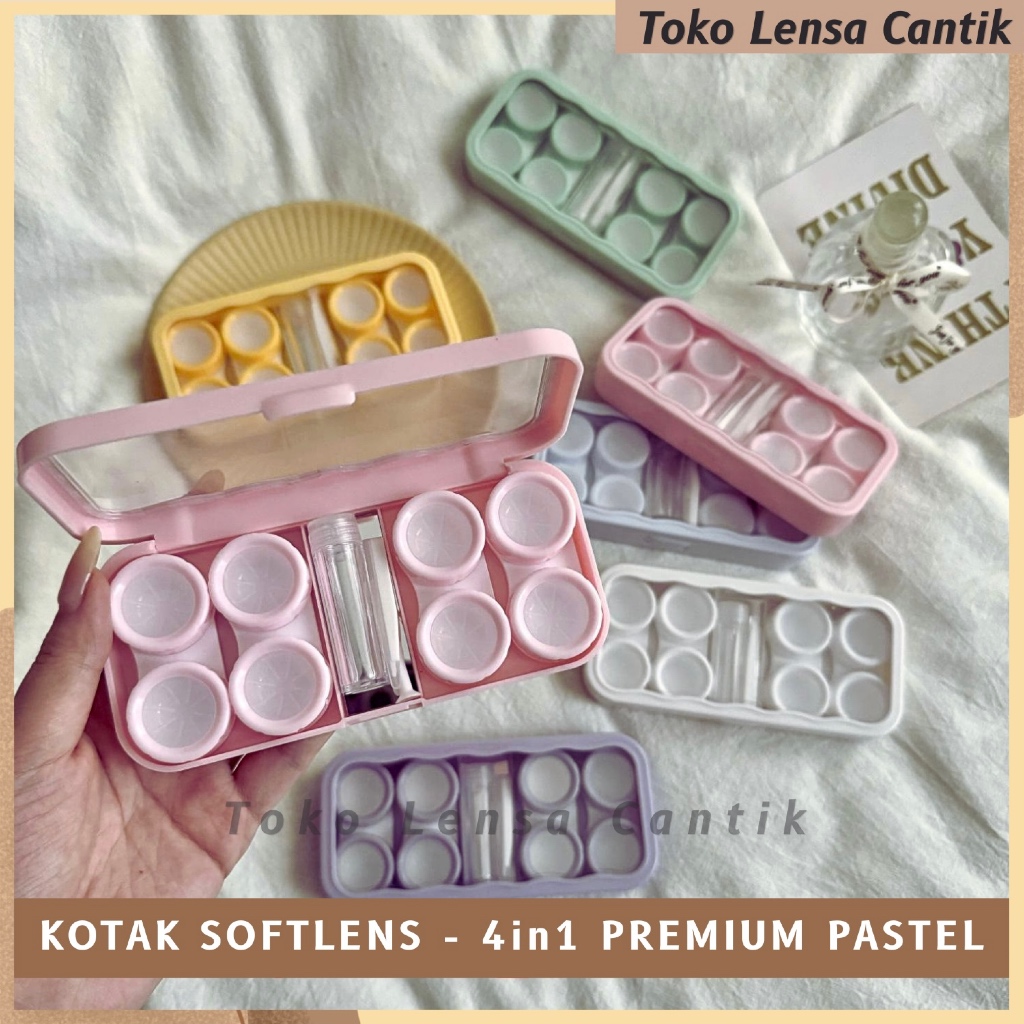 KOTAK SOFTLENS 4IN1 PREMIUM PASTEL / WADAH SOFTLENS / TRAVEL KIT / CASE SOFTLENS / LENSCASE / SOFLEN