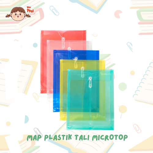 TTOTTO Map Plastik Tali Microtop / Kancing A4 Map Dokumen Transparan Tali Pengikat Folder Arsip Berk