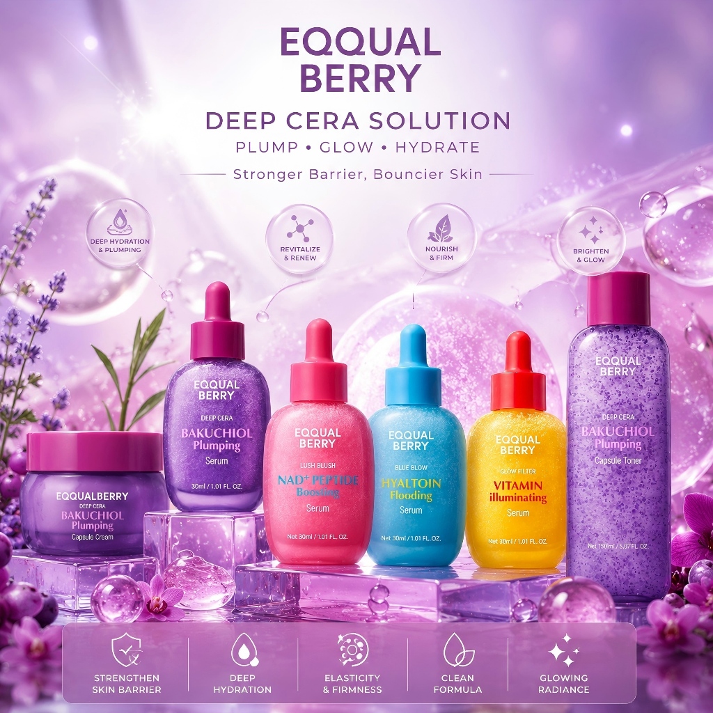 EQQUALBERRY Bakuchiol Plumping Face Serum 30ml / EQQUALBERRY Vitamin Illuminating Serum 30ml / EQQUA
