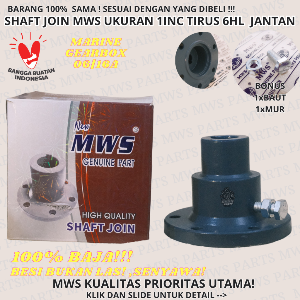 1INC TIRUS 6HL SHAFT JOIN MWS ASLI BAJA DAN SENYAWA SAMBUNGAN KONEKTOR AS MESIN KE KAPAL JOIN PLENDE