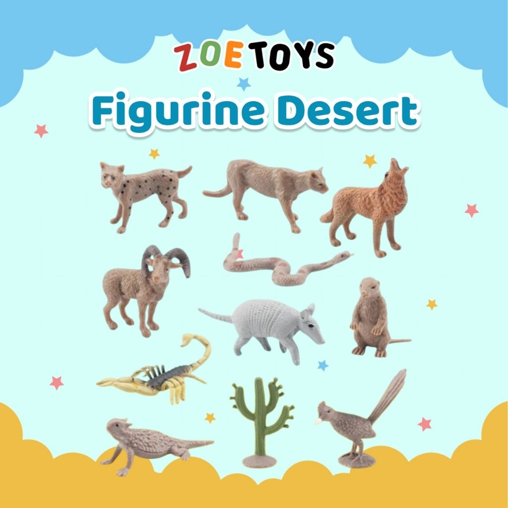 Zoetoys Figurine Desert | Miniatur Hewan Gurun Unta Onta Rusa Serigala Kalajengking Kadal Ular