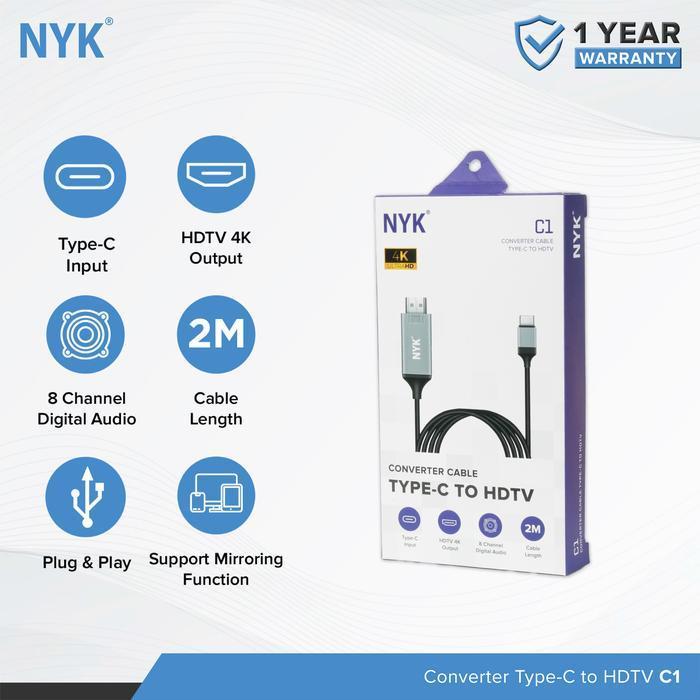 Kabel Converter MHL Type C to Hdmi / Type C To HDTV 4K
