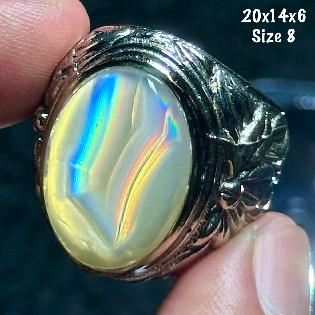 Cincin Batu Akik Natural Iris Junder Pelangi (asli alam)