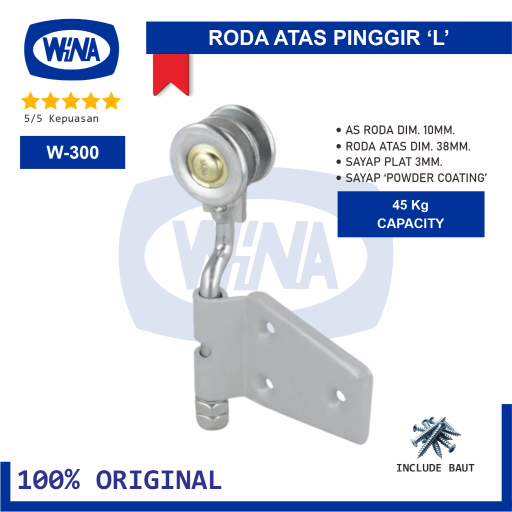 WINA Roda Atas Pinggir L Wina W300 Engsel Pintu Garasi untuk Kayu / Alumunium dan uPVC - 100% Origin