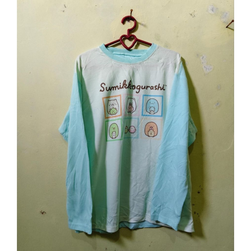 Kaos Lengan Panjang Sumikko Gurashi Warna Mint