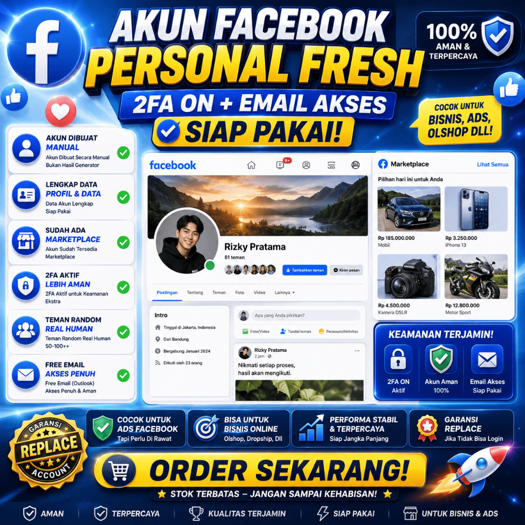 Akun FACEBOOK Personal Fresh 2FA ON + Email Akses Siap Pakai