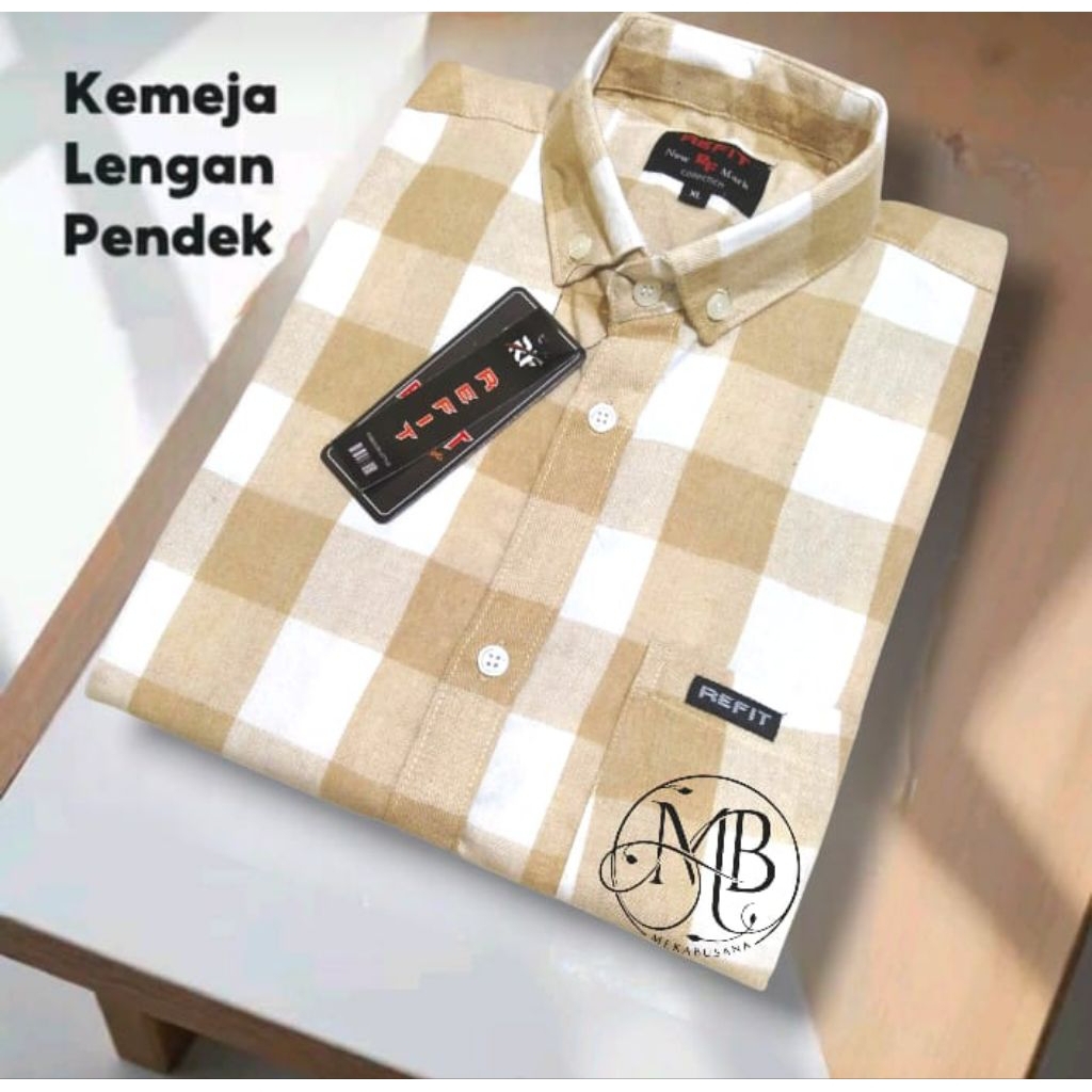 Kemeja Pria Lengan Pendek Kotak Kain Flanel Super Tebal Halus