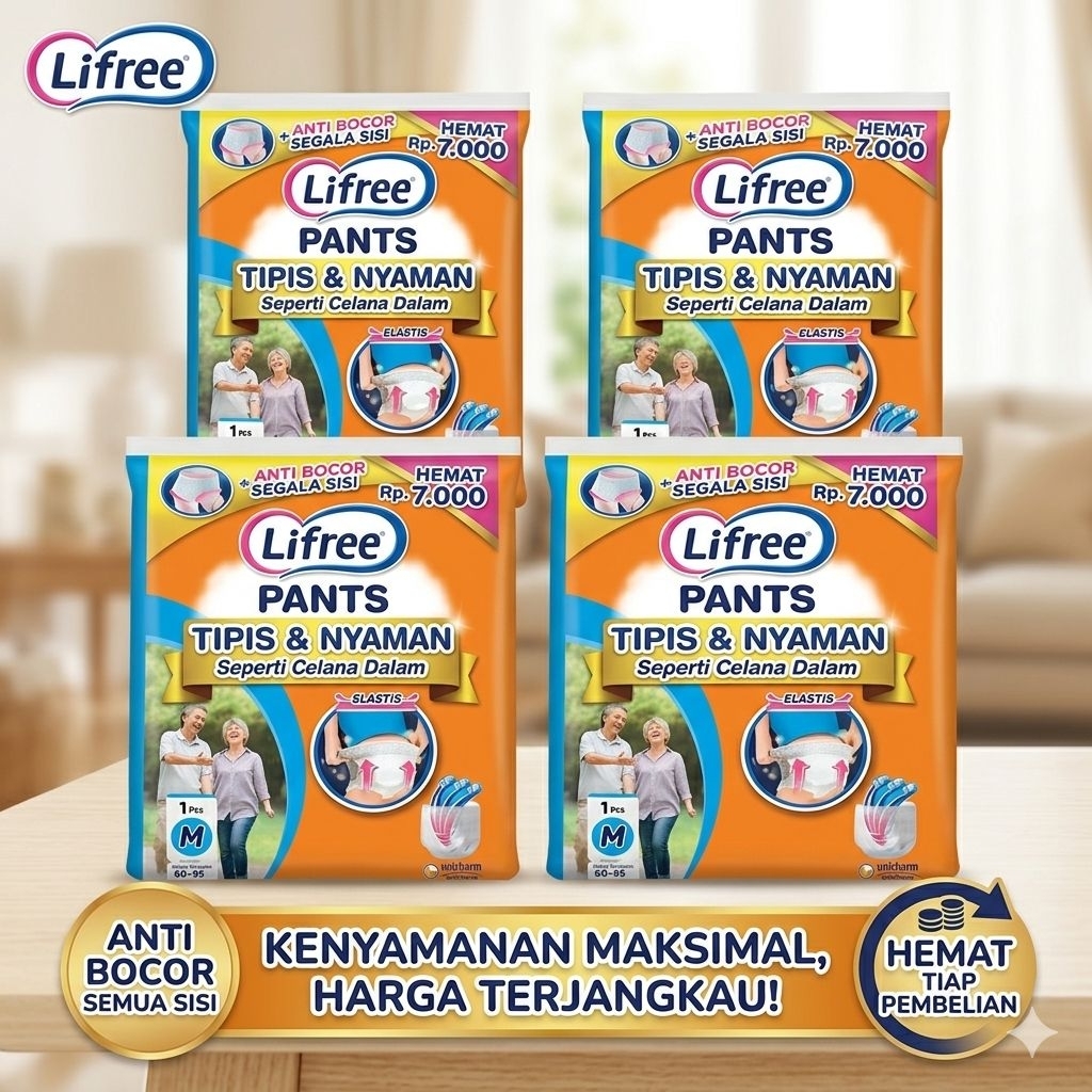 Lifree Popok Celana Dewasa Satuan M L XL - Lifree Pants Sachet Renceng Ecer