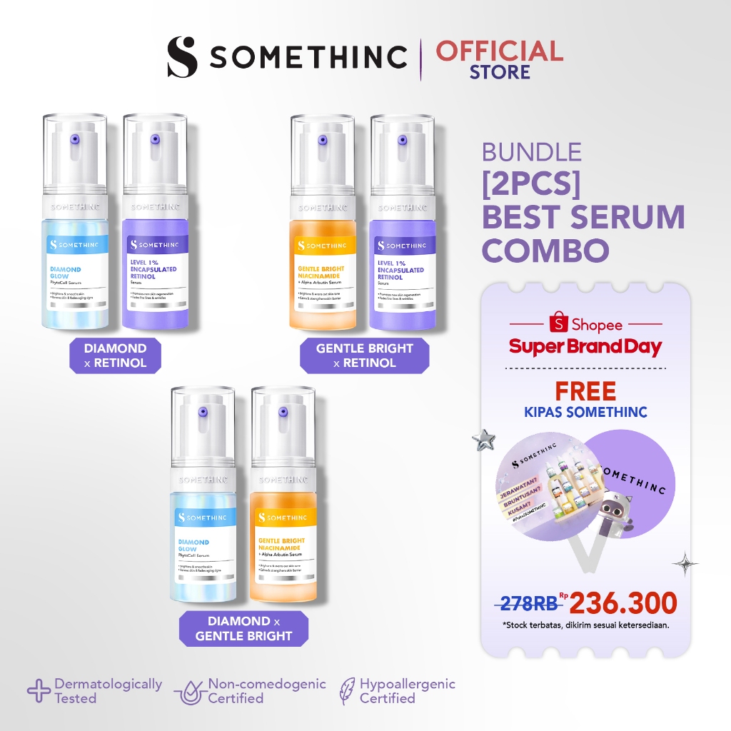 [BARU!] SOMETHINC [2 PCS] Best Serum Combo (Glass-C 12% Vitamin C+ GlutaBright™ + Ferulic Serum, Dia