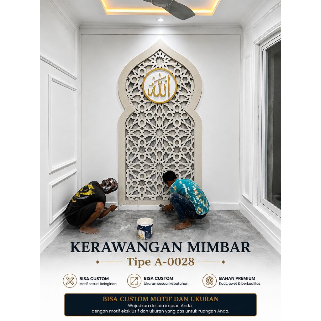 Kerawangan GRC Motif Islami Custom | Harga Rp750.000/m² | Bisa Custom Motif & Ukuran