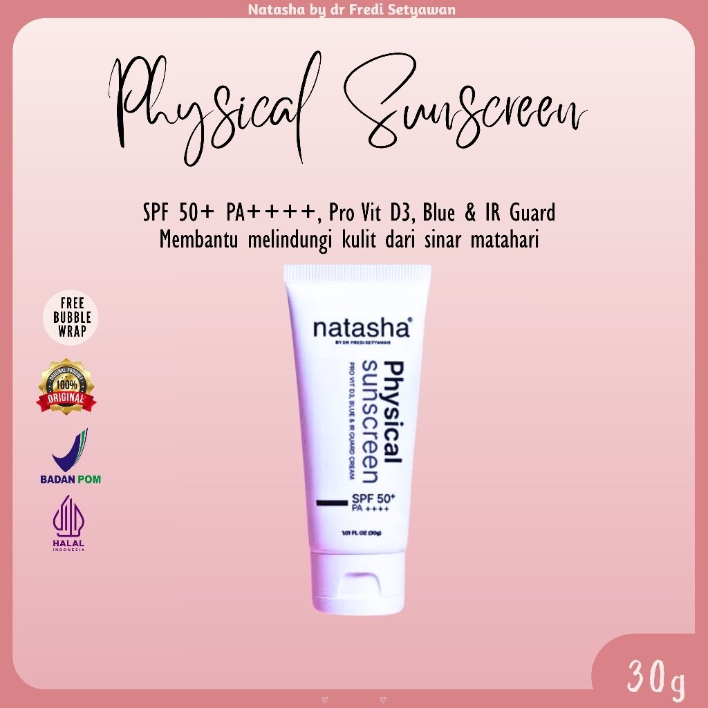 NATASHA Physical Sunscreen SPF 50 PA ++++, Sunscreen Wajah, Sb Blue Edelweiss, PSCNONTINTED