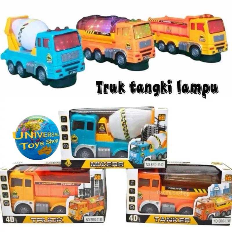 Mainan Mobil Truk lampu dan musik bump And go mobil truck builder tank truk molen SNI