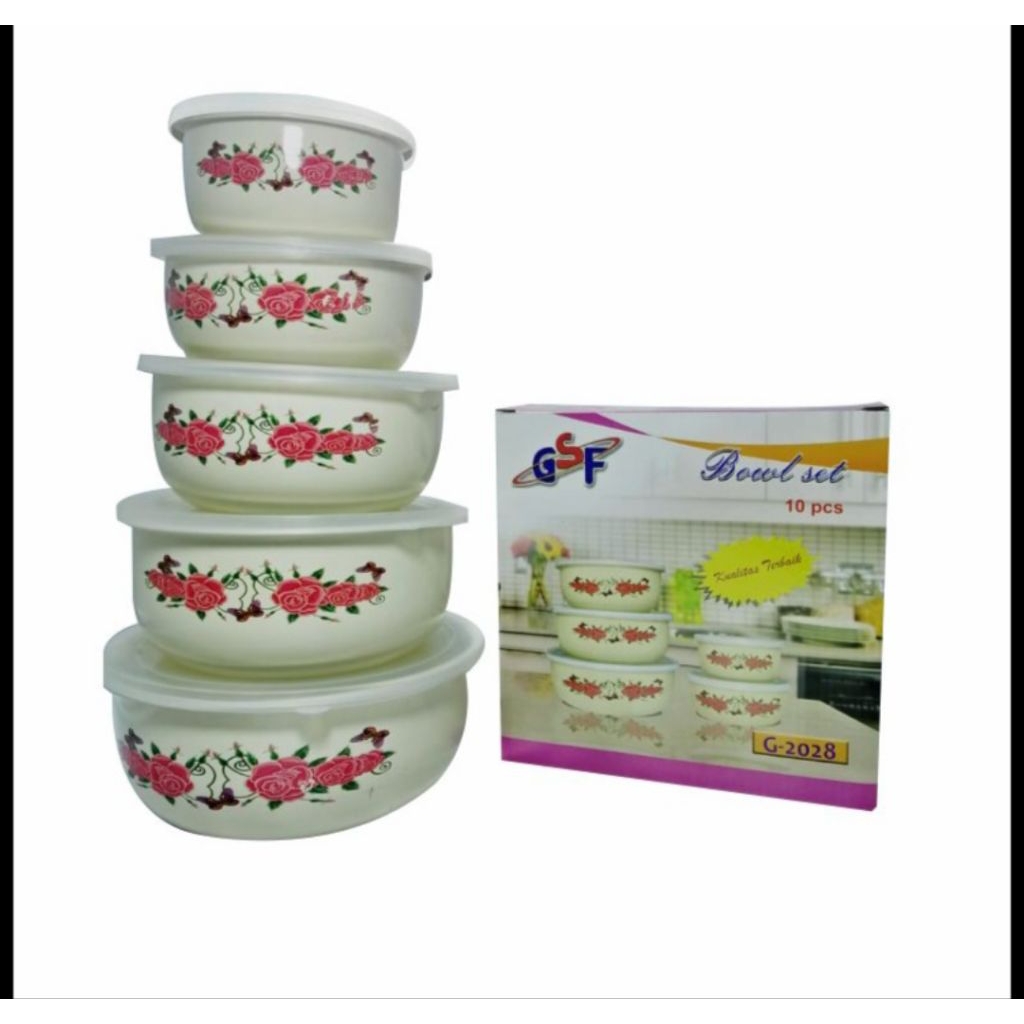 Rantang Susun Mangkuk Stainless Steel Motif Bunga 5 PCS - Praktis & Mudah Dibersihkan