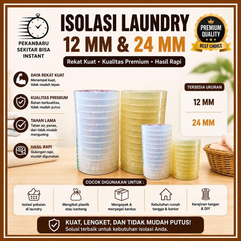 ISOLASI MATIC SLOP 80 YARD/ADA 2 PILIHAN YANG BENING DAN KEKUNINGAN - ISOLASI LAUNDRY