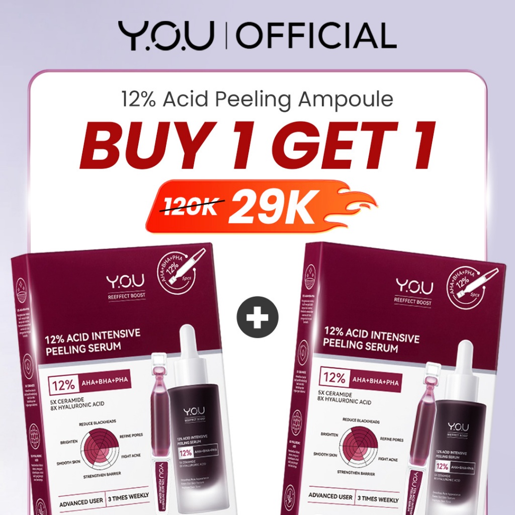 YOU 12% ACID INTENSIVE PEELING SERUM 1.5ML*5 [TRAVEL SIZE] | AHA BHA PHA |Eksfoliasi Kulit Cerah Hal