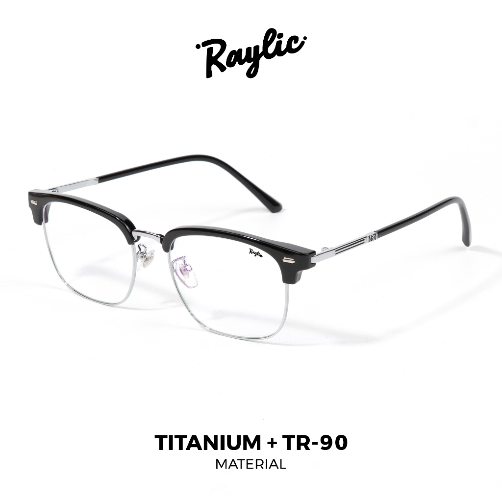 RAYLIC Kacamata Photocromic Minus Anti Radiasi Blueray Half Rim Stylish Pria Wanita Clubmaster Titan