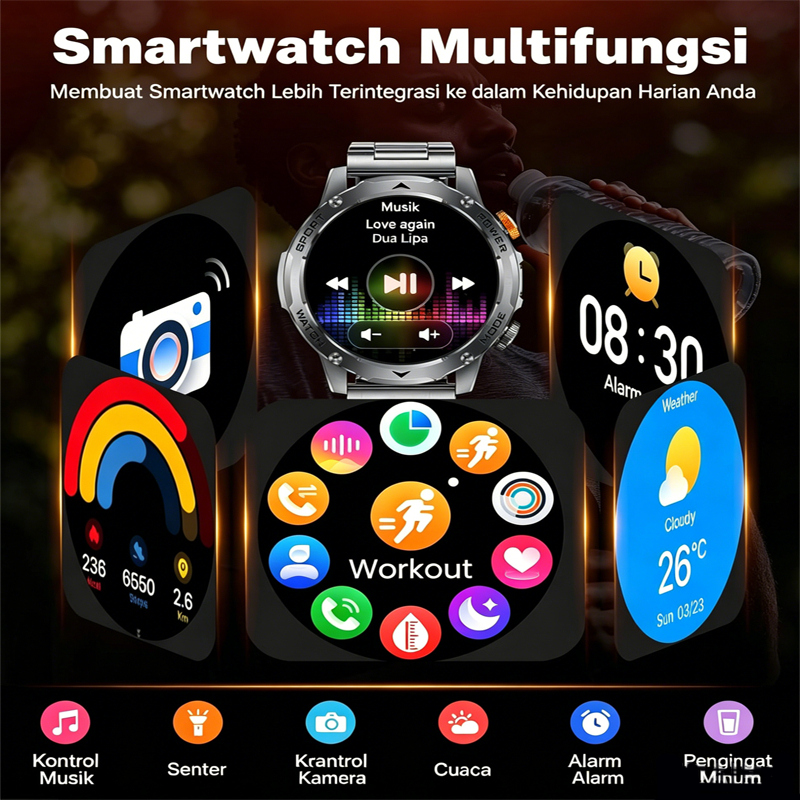 original lige smart watch men 1000mah large capacity battery sport watch outdoor flashlight
