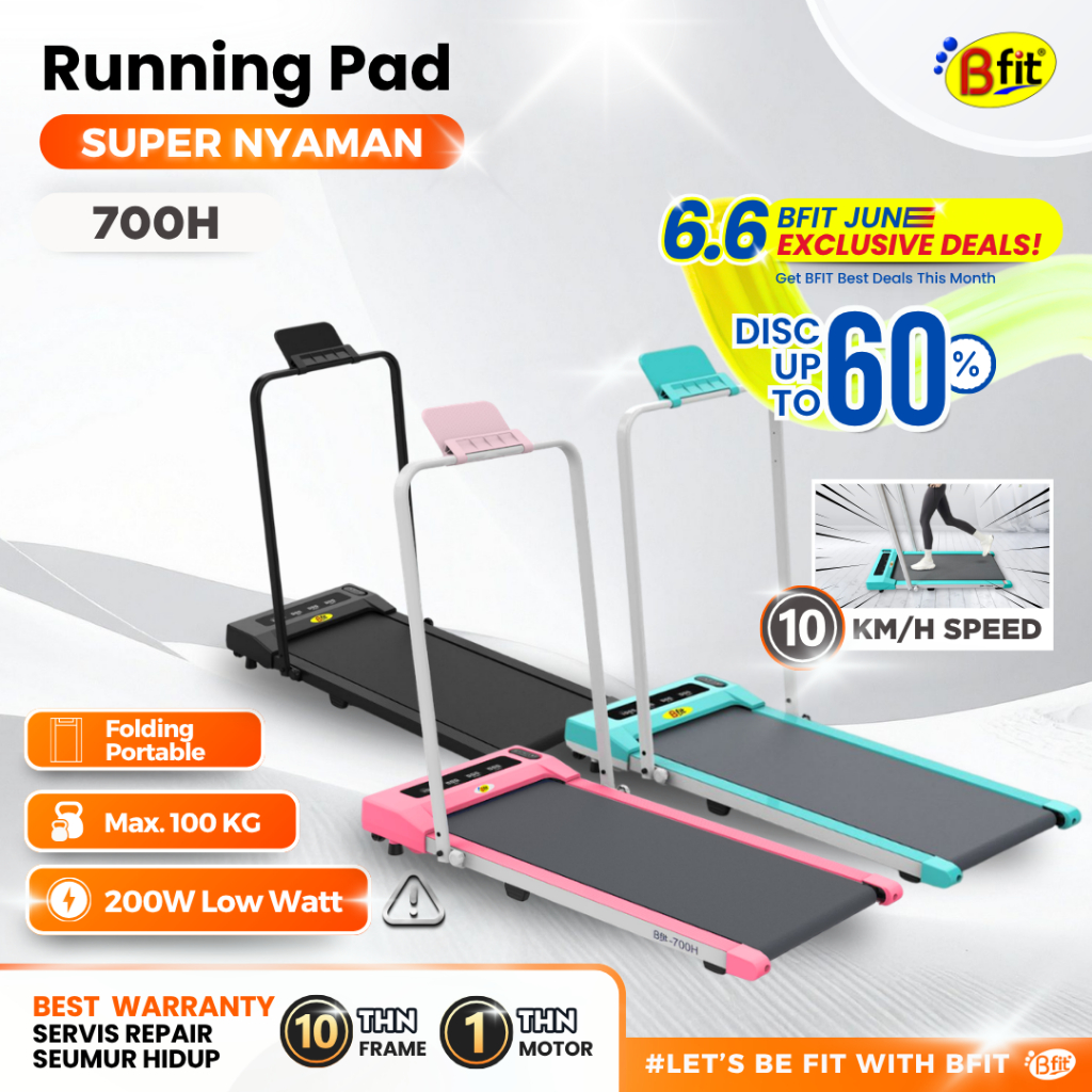 Running Pad BFIT 700H Walking Pad Treadmill Elektrik Listrik Lipat Portable Low Watt