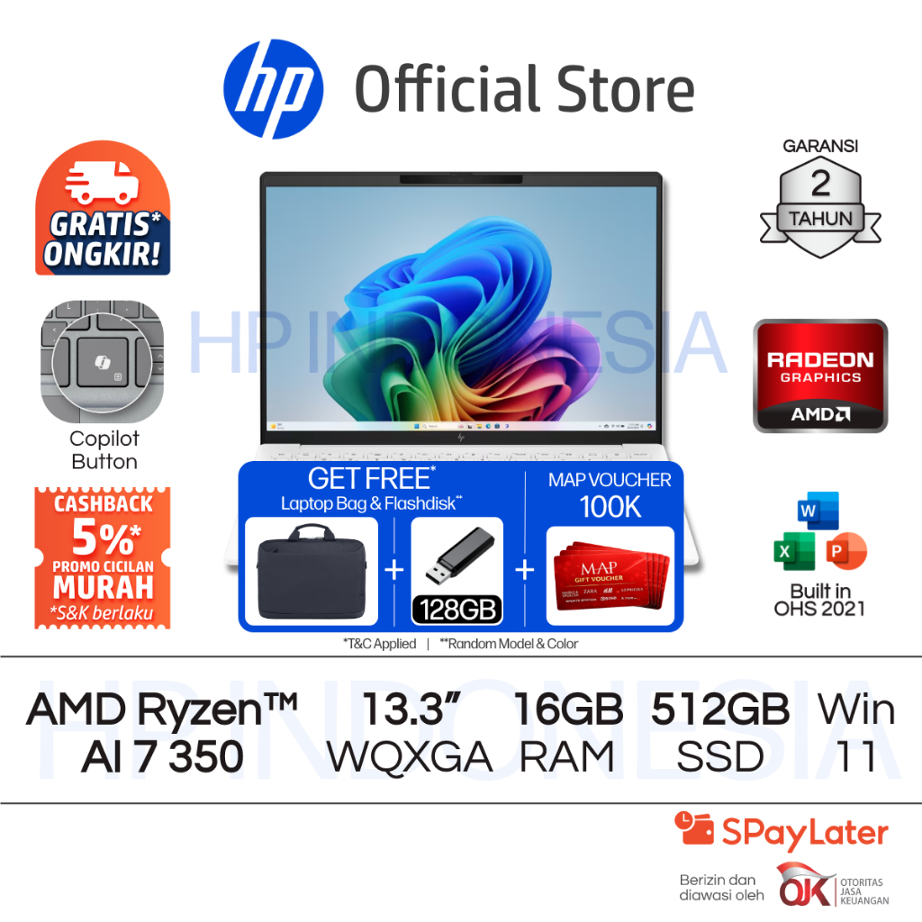 Laptop HP Pavilion Aero - OmniBook 7 Aero [NEW] AMD Ryzen AI 7 Radeon 860M 16GB RAM 512GB SSD Silver