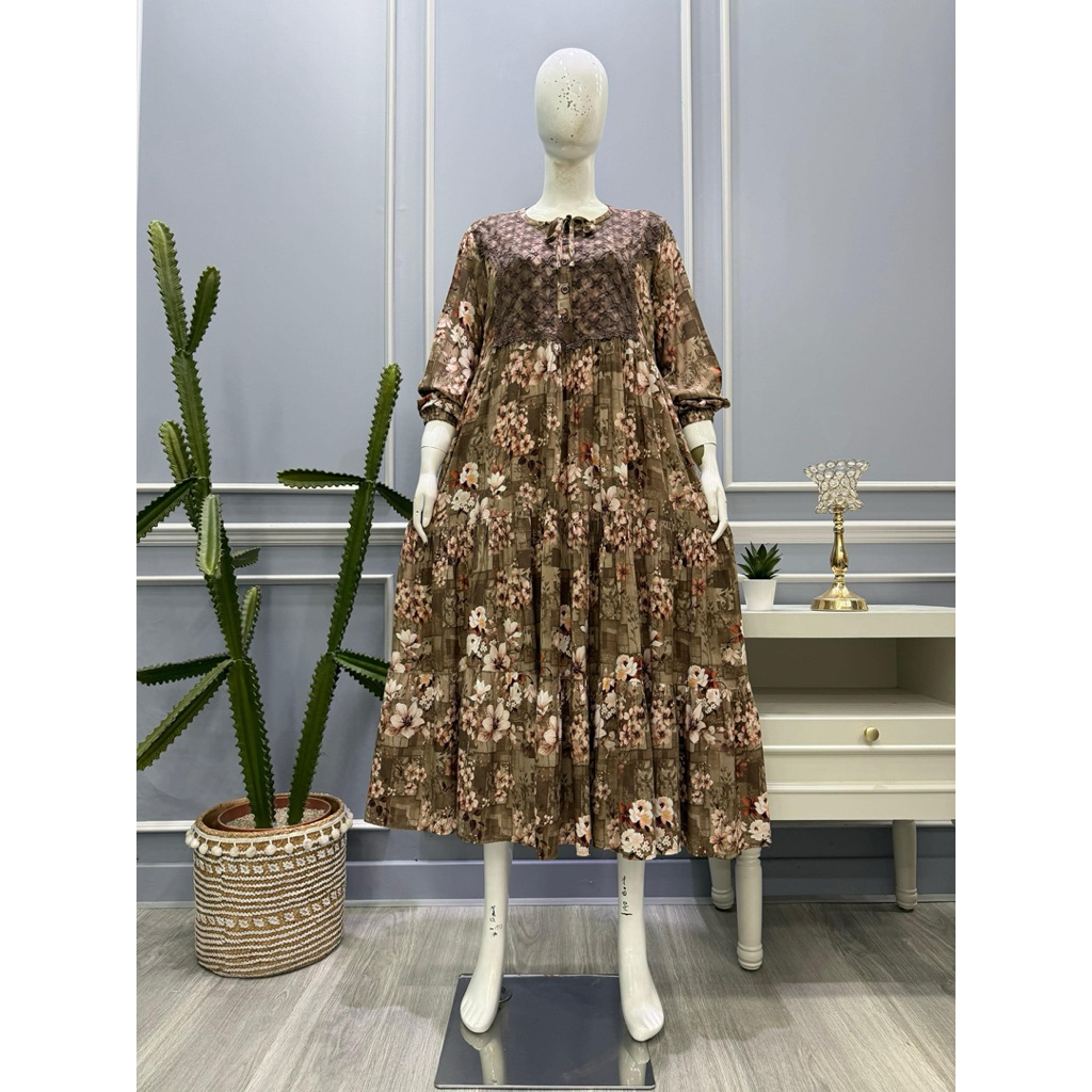midi dres motif bunga