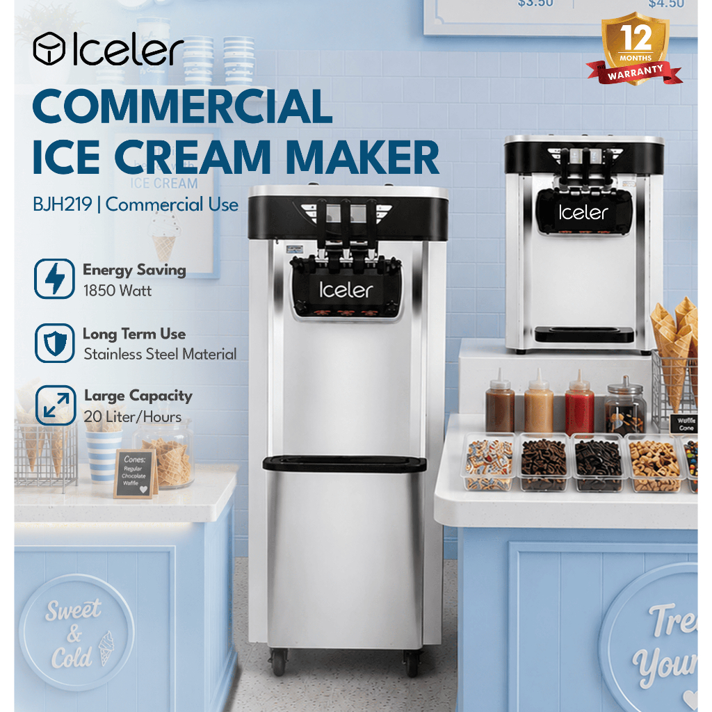 Iceler Mesin Es Krim Soft Ice Cream Maker 3 Tuas Classic Series