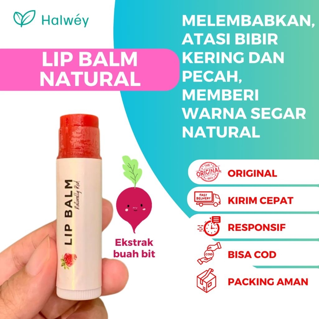 HALWEY OFFICIAL - LIP BALM HERBAL PELEMBAB BIBIR WARNA ALAMI