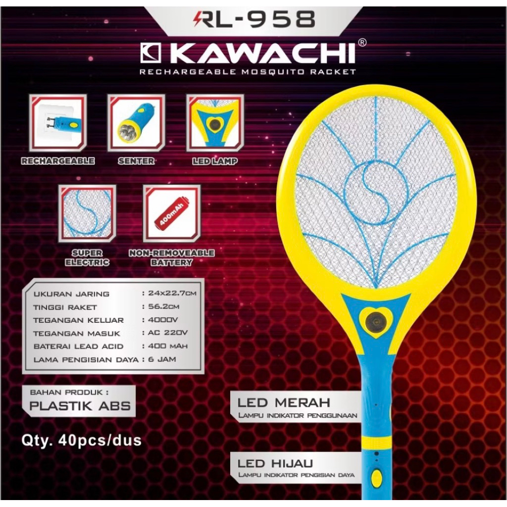 Raket Nyamuk Kawachi RL958 / Pembasmi Nyamuk Kawachi RL958