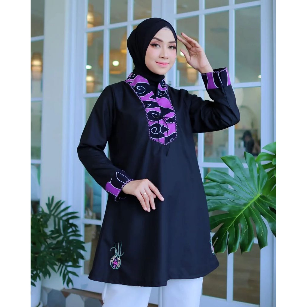 Blouse Batik + Sulam Tangan Bahan Katun Toyobo Fodu