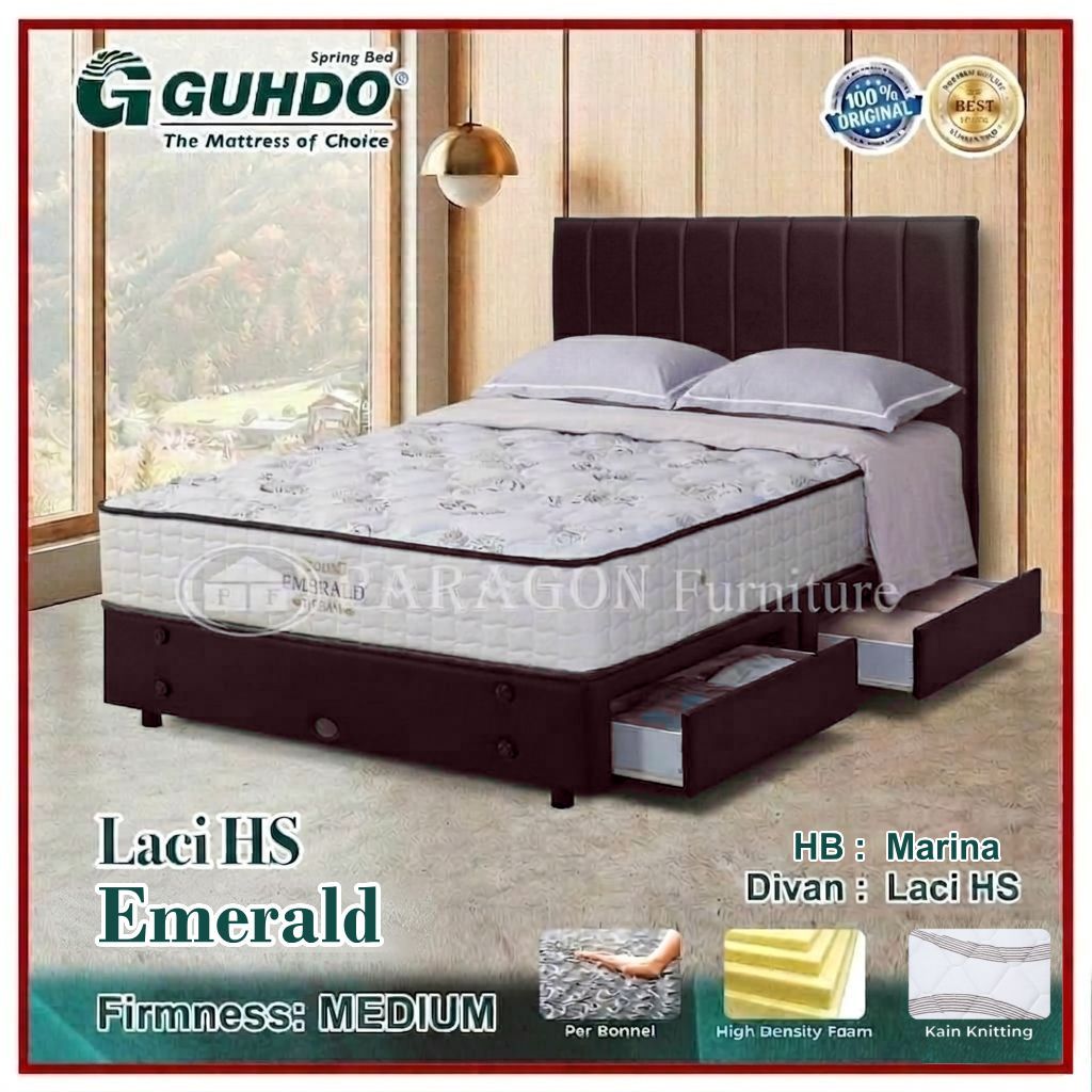 Guhdo Spring bed Emerald Spinal Spring Divan Laci Drawer HS, HB Marina, Tamara 090 100 120 140 160 1