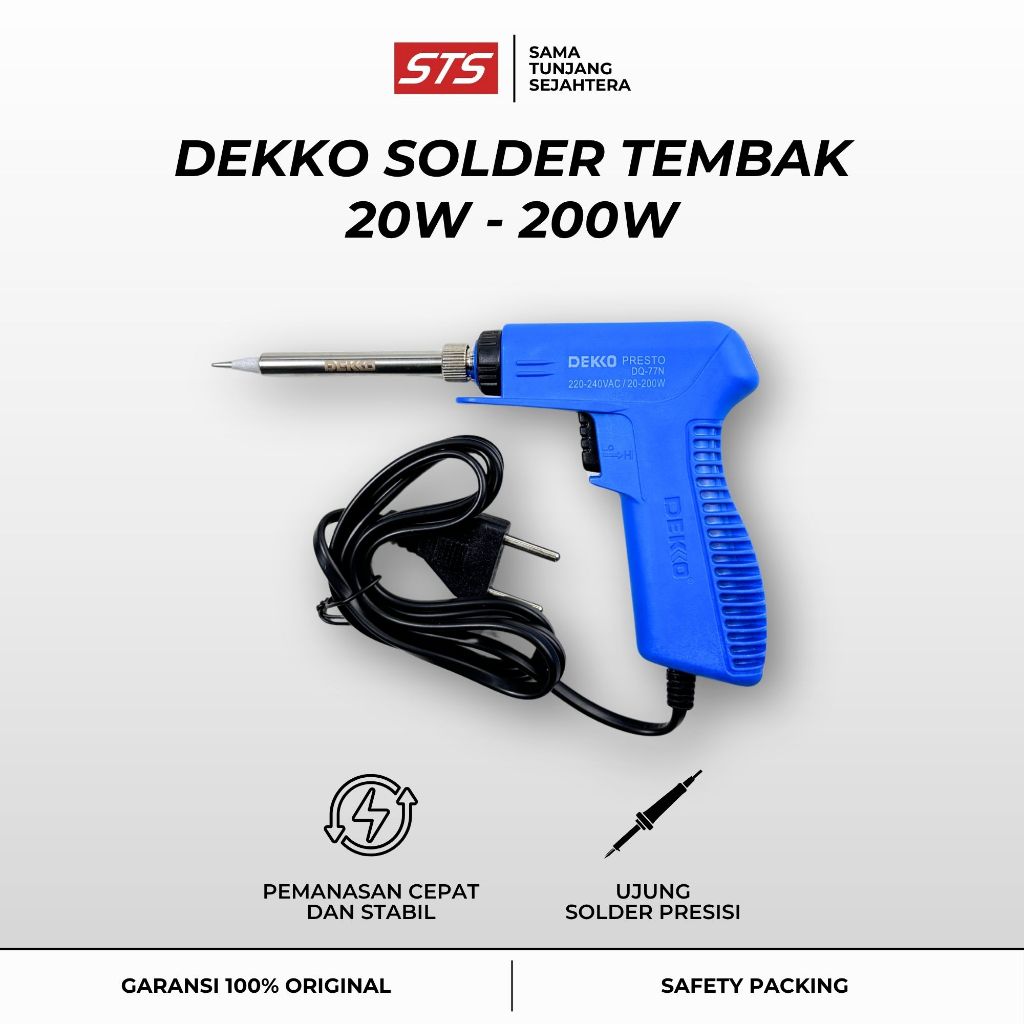 Solder Tembak Dekko 20W - 200W (DQ-77N) - Pistol Dual Wattage - Solder Listrik Pembersih Komponen Li