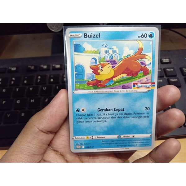 KARTU MAINAN ANAK KARTU HIASAN BINDER KOLEKSI POKEMON BUIZEL PROMO INDOMARET