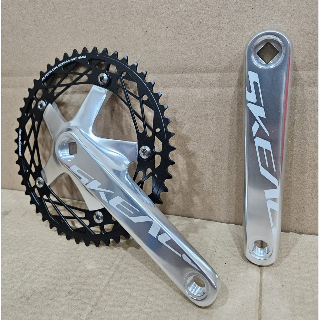 Crankset SkeAce Spider Hitam-Silver 49T BCD 144 BB Kotak