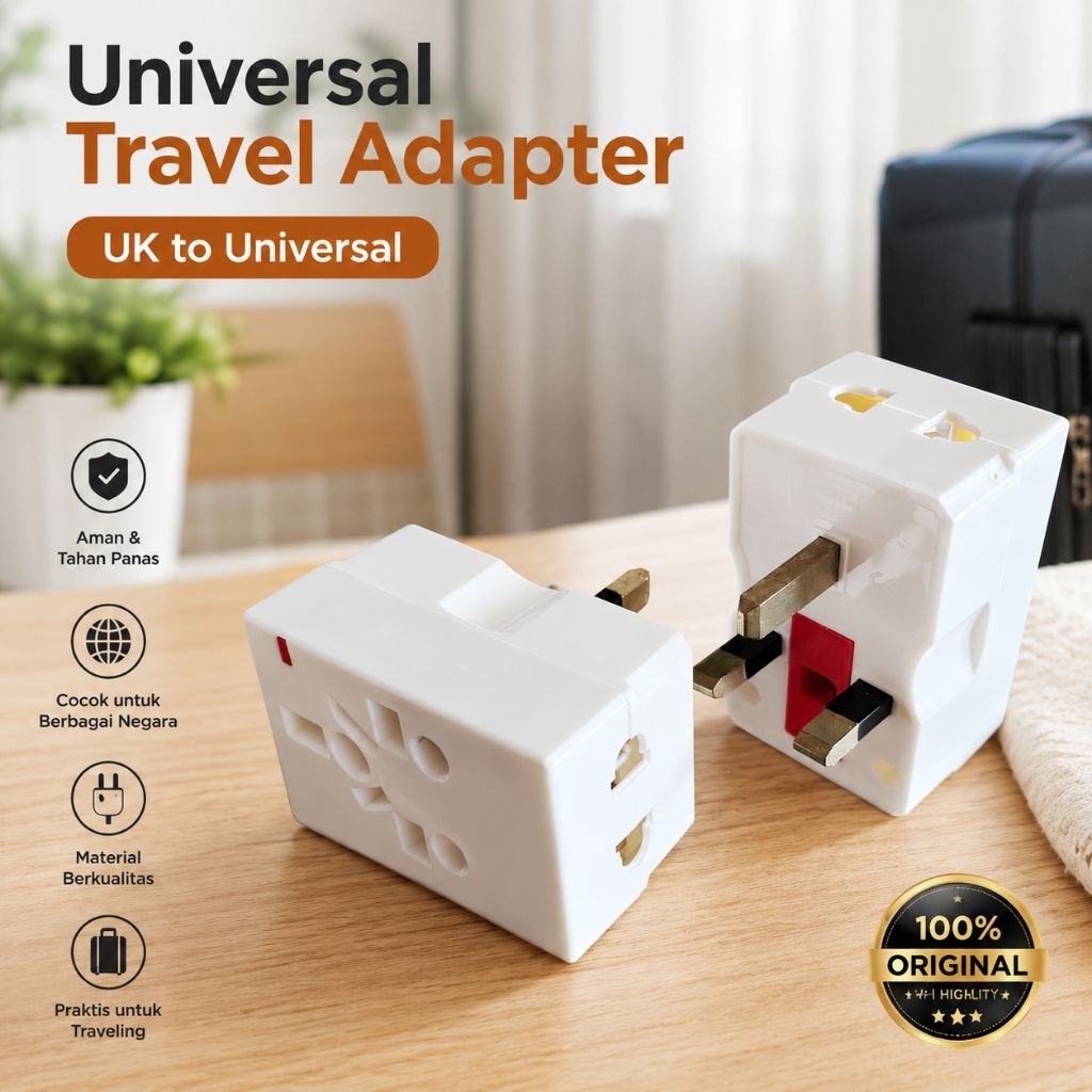 BRIGHT-G BG8307 Steker Colokan T Serbaguna Kaki 3 / Travel Adaptor Arab Singapura / Colokan Listrik 