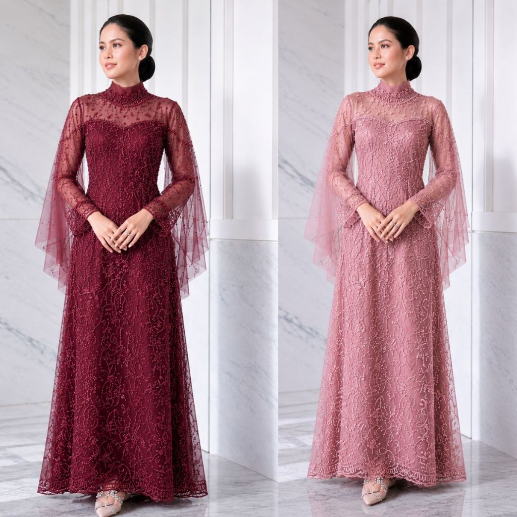 Namira Dress Gamis Brokat Kondangan Tunik Tulle Green