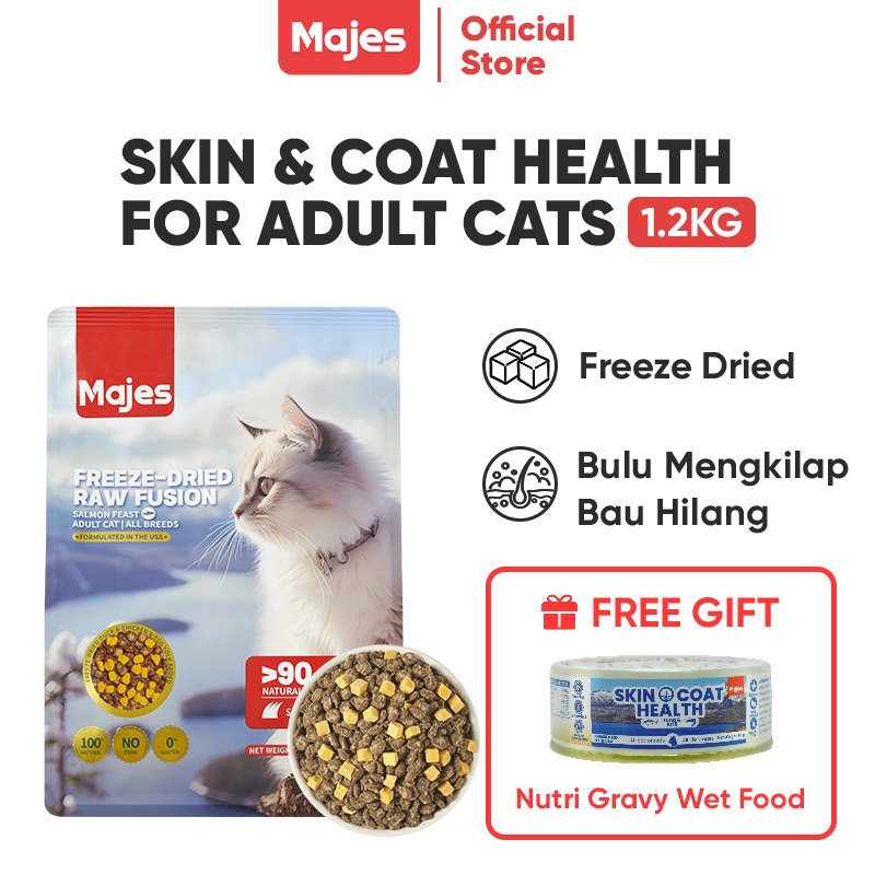 Majes Freeze-Dried Hair & Skin Care Makanan Kucing Kering 1.2kg - Adult Dry Cat Food