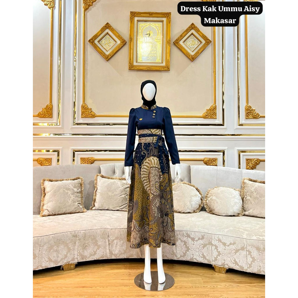 Dres Batik Aisy dengan model batik kombinasi katun premium