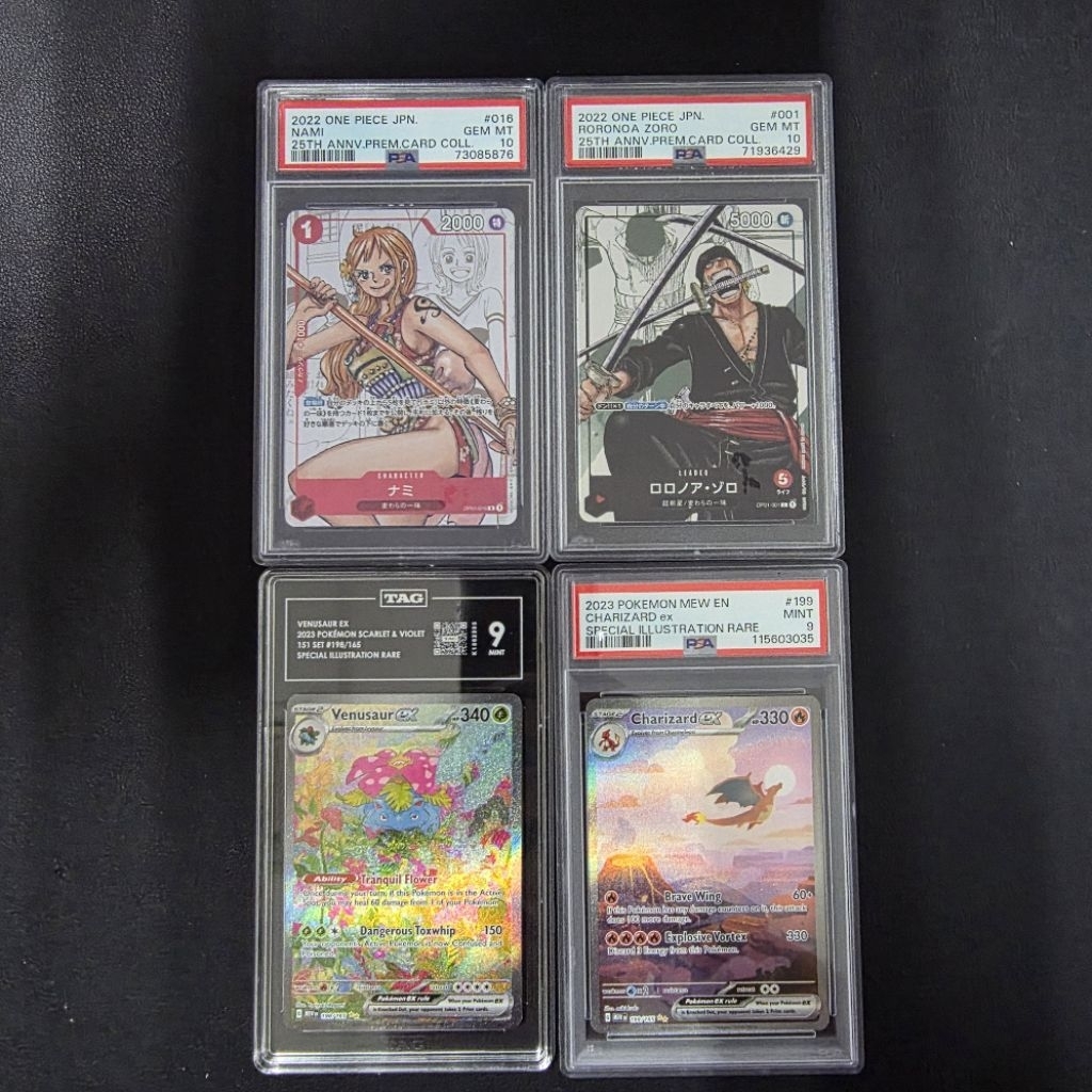 Kartu TCG Graded Slab Ori: One Piece PSA 10 Nami Zoro 25th Anniv, EGS 9.5 Gem Mint Luffy Shanks OP07